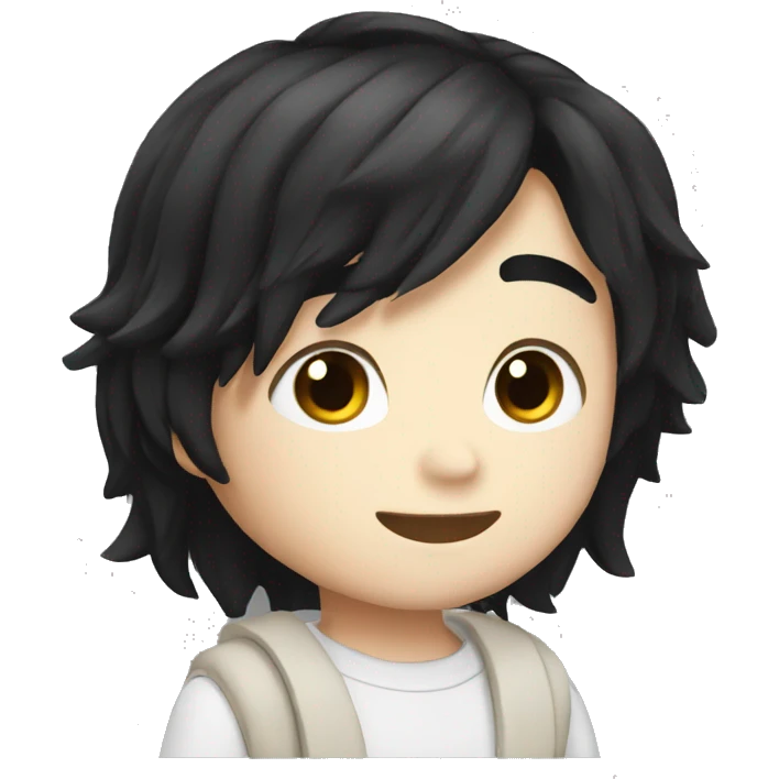 long black hair cute boy white skin emoji