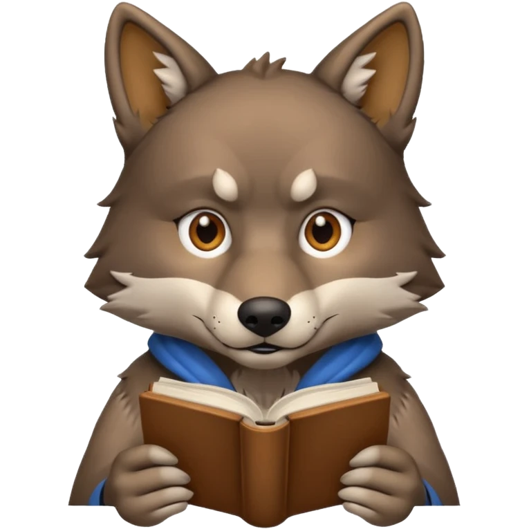 Wolf reading book emoji