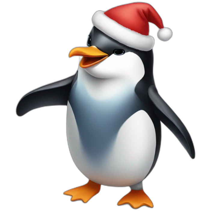 A penguin dancing and crying  emoji
