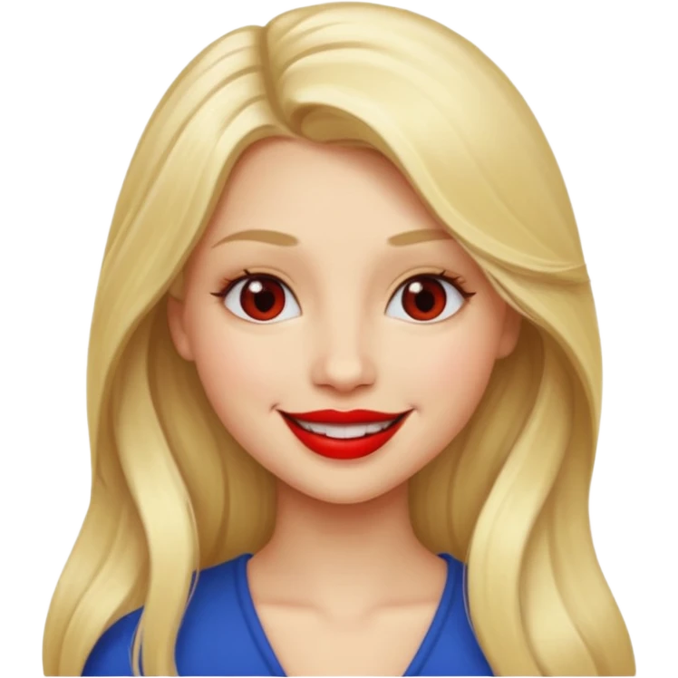 Long hair blonde girl red l;ipstick  emoji