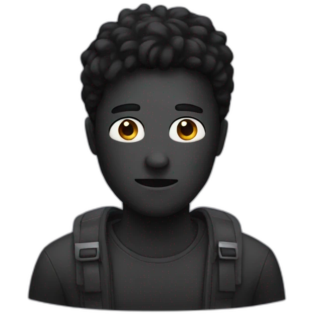 A guy with black hair wear mask emoji