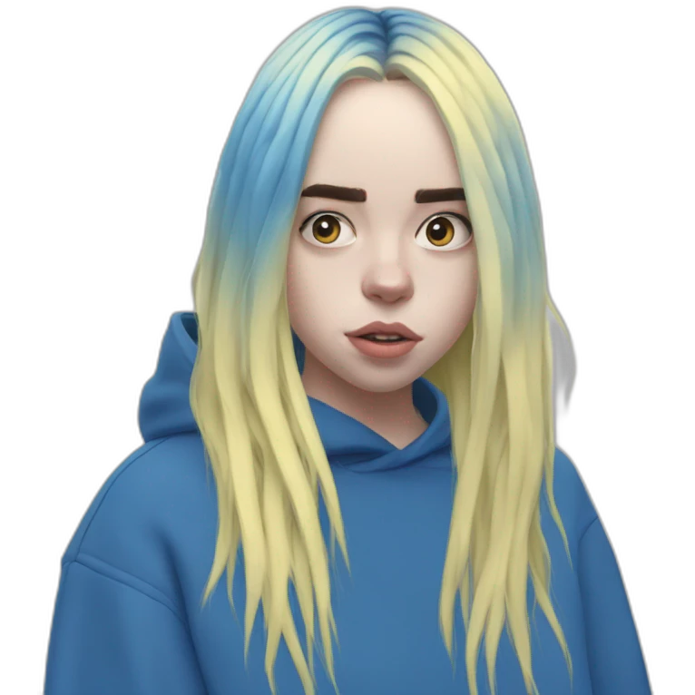 Billie eilish 2017 cheveux bleu emoji