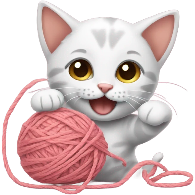 Kitten playing with yarn emoji