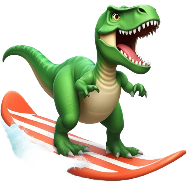 Dinosaur surfing emoji