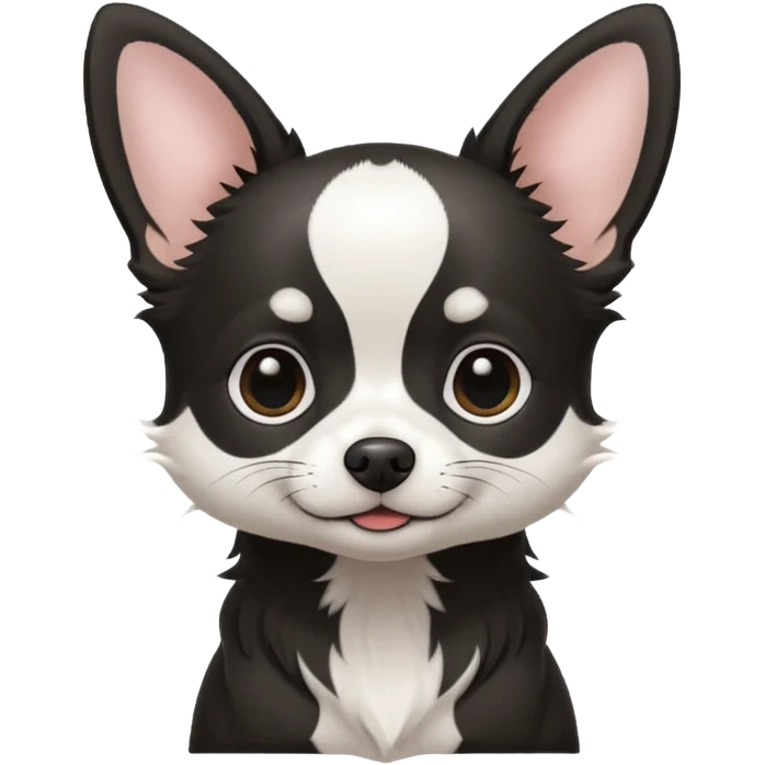 A black and white chihuahua emoji please witha white line on the center of head emoji