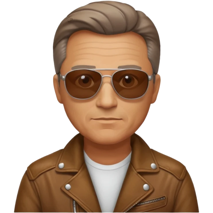 Biker Gang with Sunglasses, Middle-age man, brown jacket, sunglasses emoji