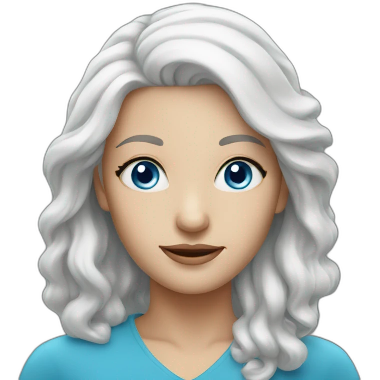 white hair woman with blue eyes emoji