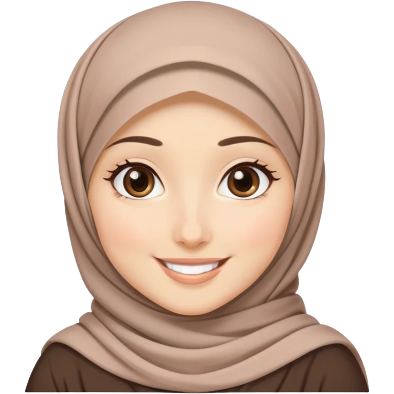 cute hijabi with white skin, brown eyes, flowy hijab emoji