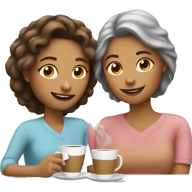 mom and daughter having coffee emoji