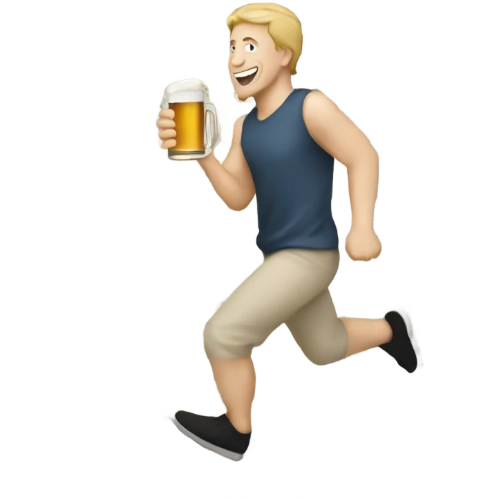 White person running with a beer  emoji