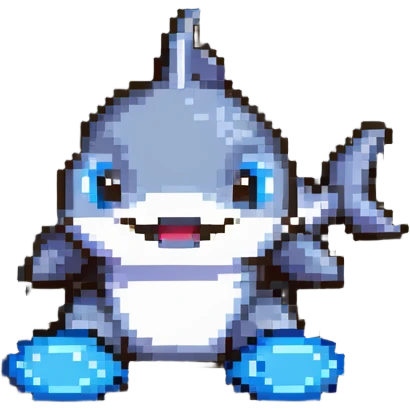 adorable small shark with blue shoes emoji
