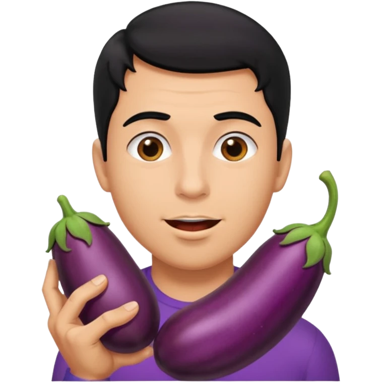 gay man emoji sucking on eggplant in his mouth emoji