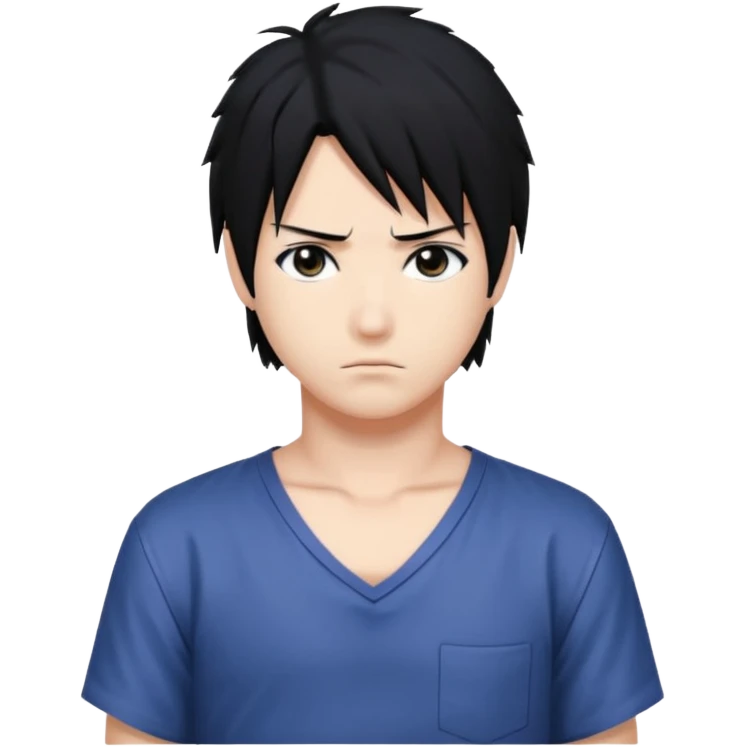 Sasuke. White low cut shirt, emoji