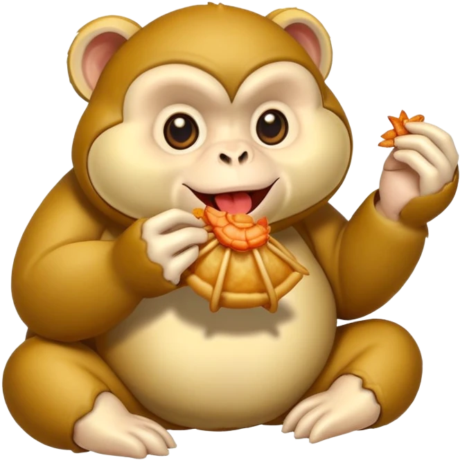 Monkey eating crab rangoon emoji