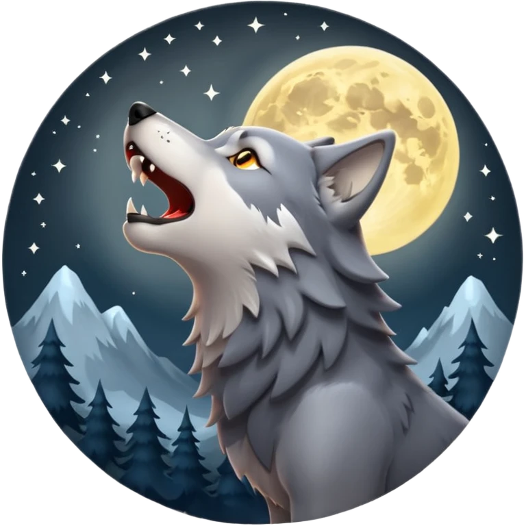 Wolf howling att Moon  emoji
