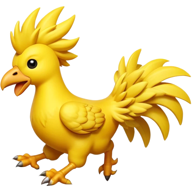 Running chocobo from Final Fantasy, yellow bird in fast motion with legs extended emoji