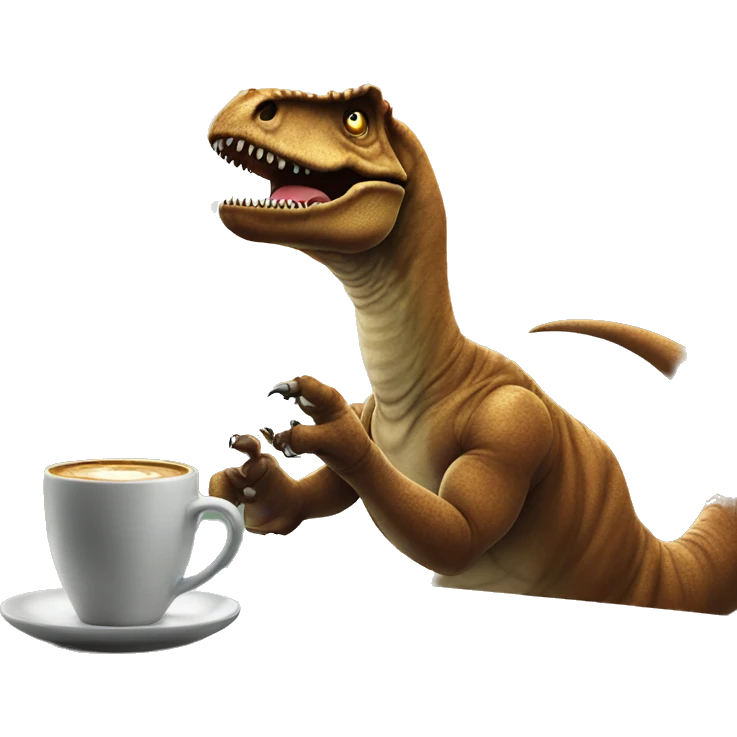 T rex having coffee emoji
