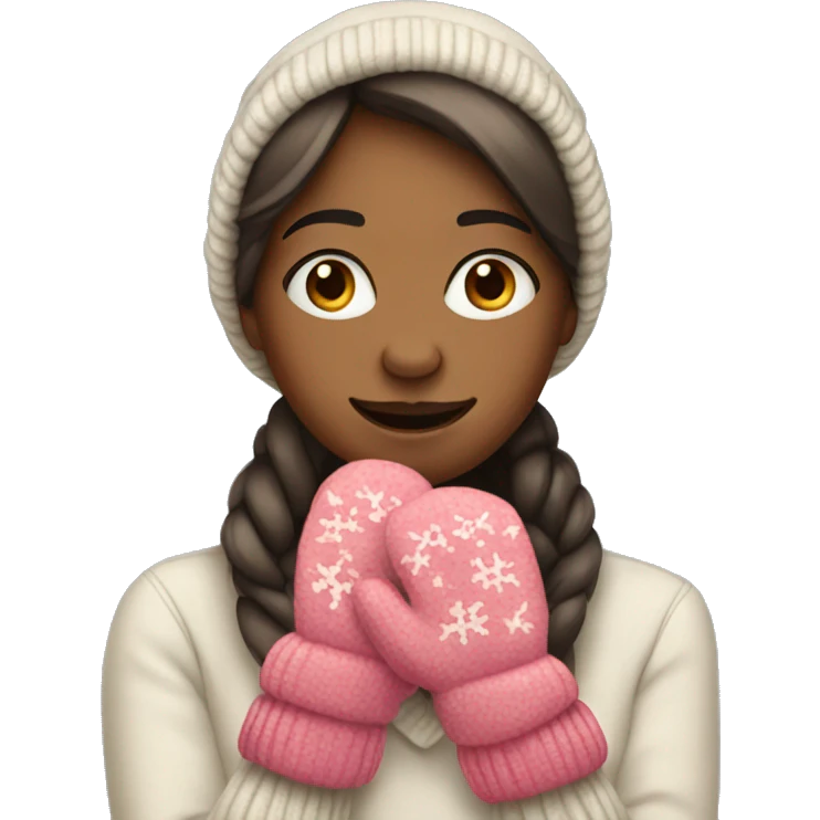 Girl wearing mittens emoji