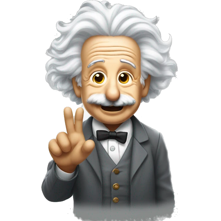 albert einstein with vawing hand and is happy emoji