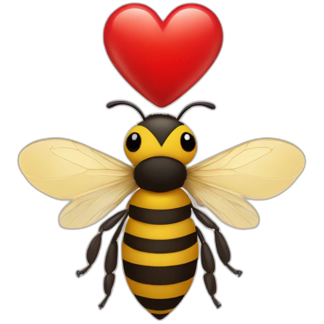 Bee with a red heart emoji