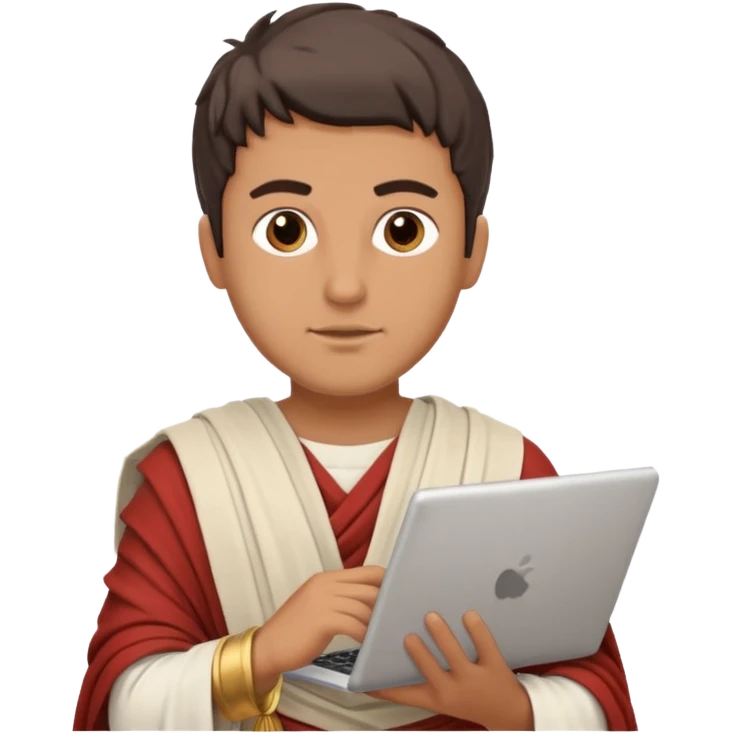 A man from ancient Greece learning greek online emoji