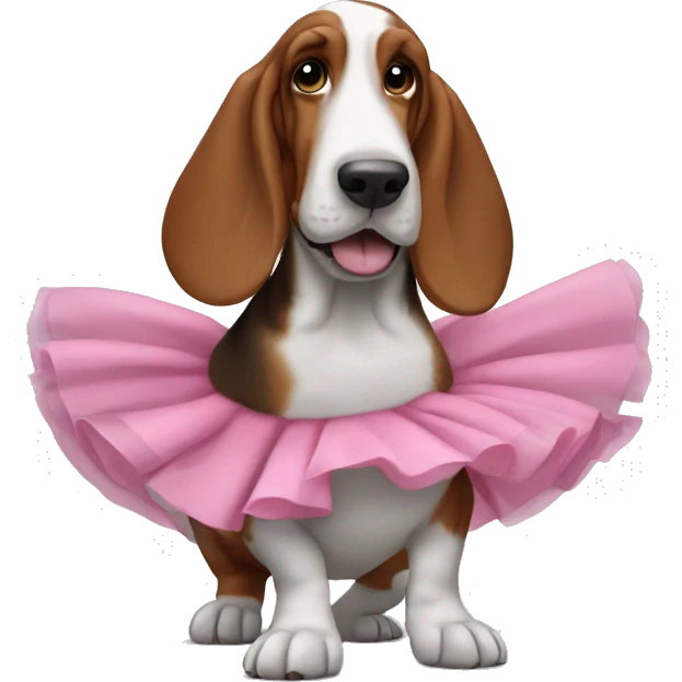 Basset hound in a tutu dancing emoji