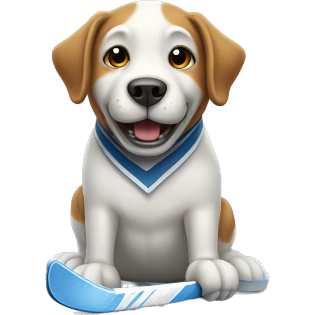 Dog playing ice hockey  emoji