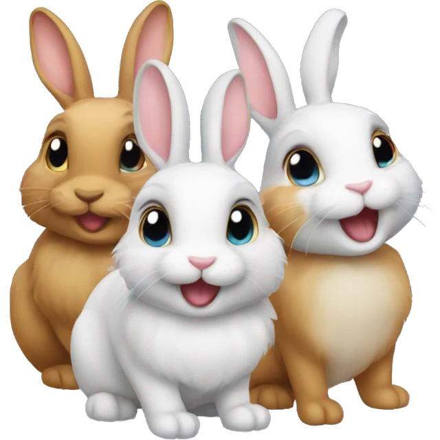 Three rabbits emoji