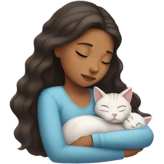 Girl and cat sleeping emoji