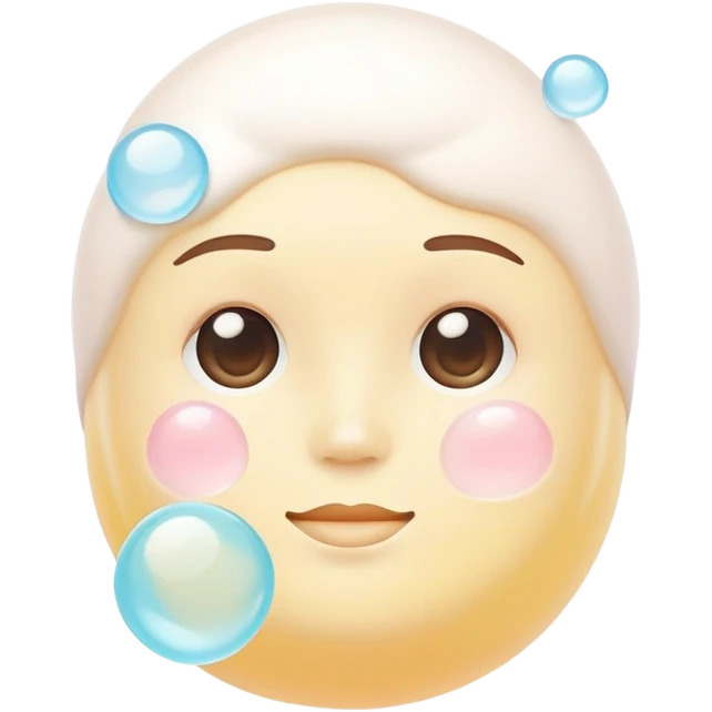Foaming facial cleanser, minimalist, rounded, soft pastel colors, with foam bubbles emoji