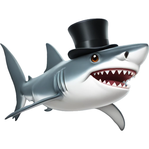 Shark wo with a top hat emoji