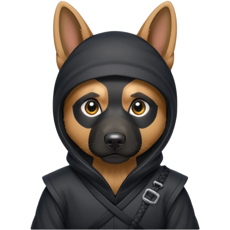German shepherd with a ninja suit emoji