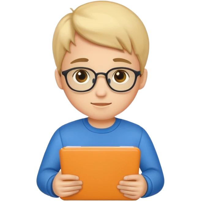 Cute boy programmer with notebook emoji