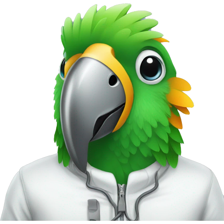 Parrot wearing a Clean room suit emoji