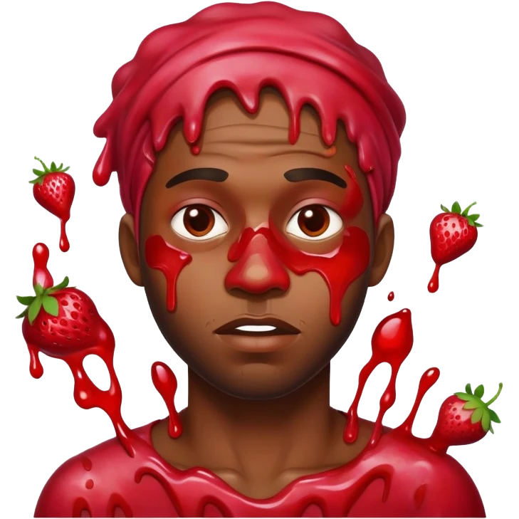 Black man covered in strawberry jam emoji