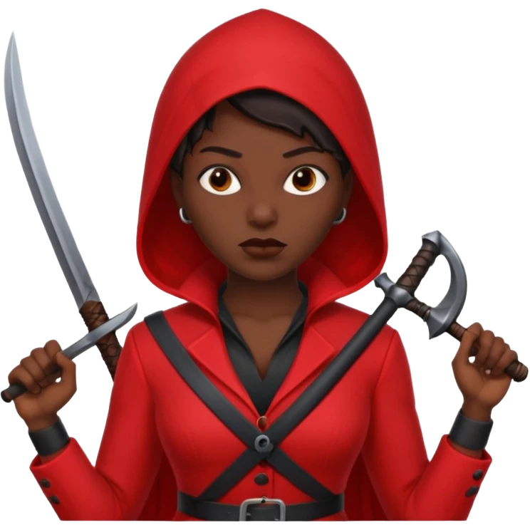 black woman executioner in red suit emoji