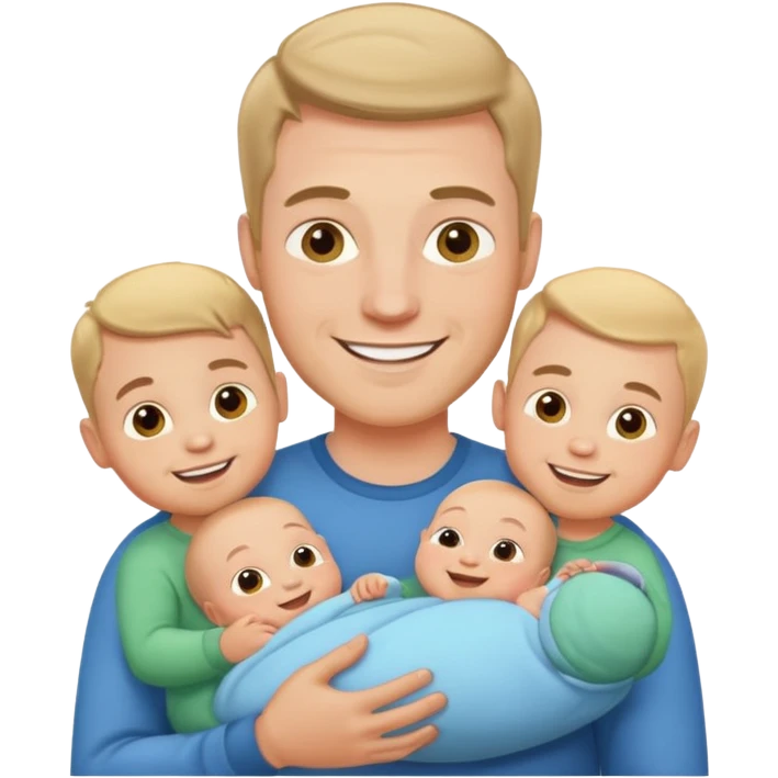 white man with three babies emoji
