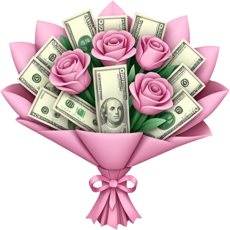 big pretty pink bouquet made of money emoji