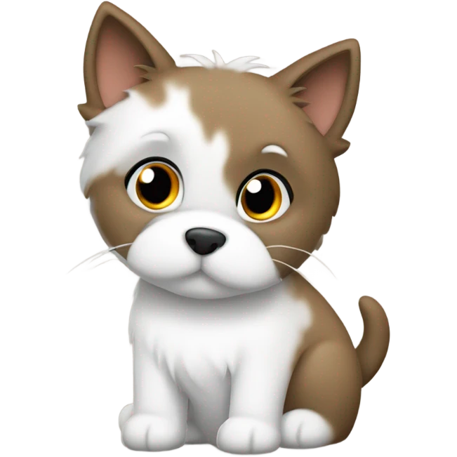 West Highland white terrier with brown cat and grey cat emoji