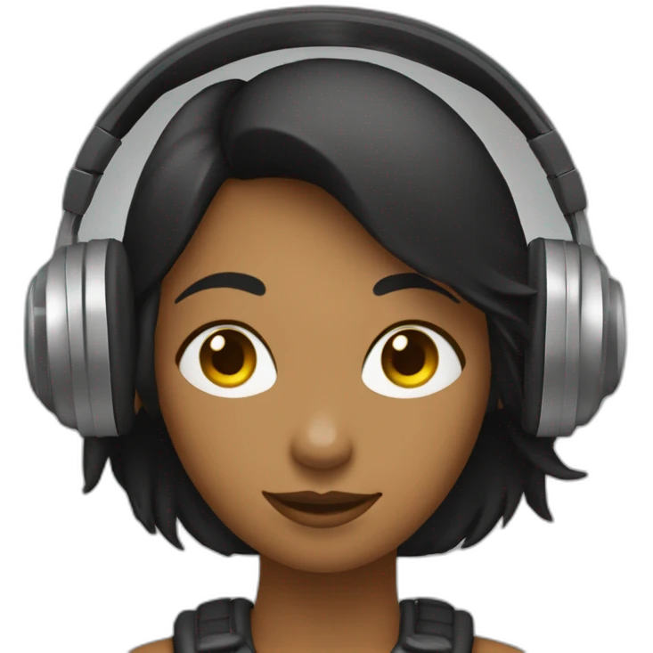 Une fille qui écoute de la musique avec un casque noir emoji