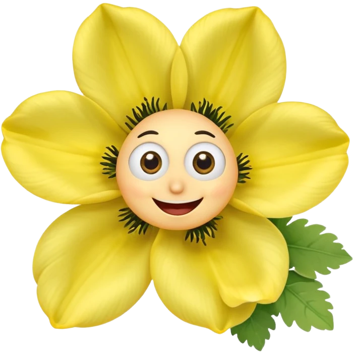 five leaved yellow anemone eyes mouth emoji
