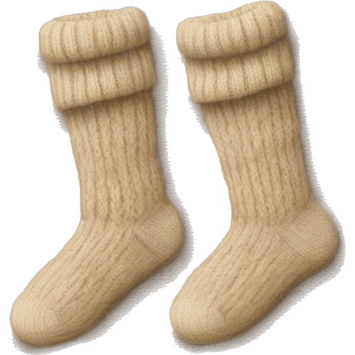 Pair of knitted beige socks emoji