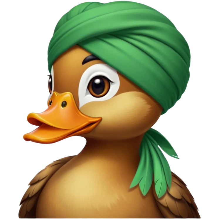 Duck face wearing green turban emoji