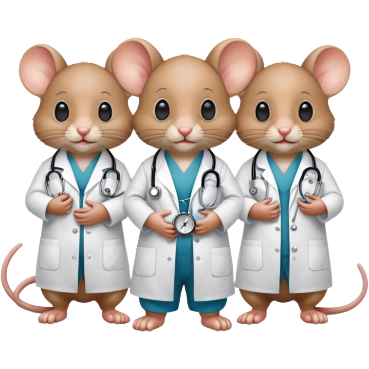 Three blind baby mice dressed as doctors emoji