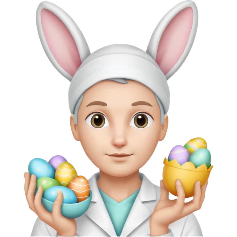 plastic surgeon with bunny ears and Easter eggs emoji
