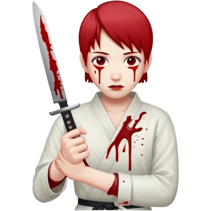 Slitting wrists with Japanese knife emoji