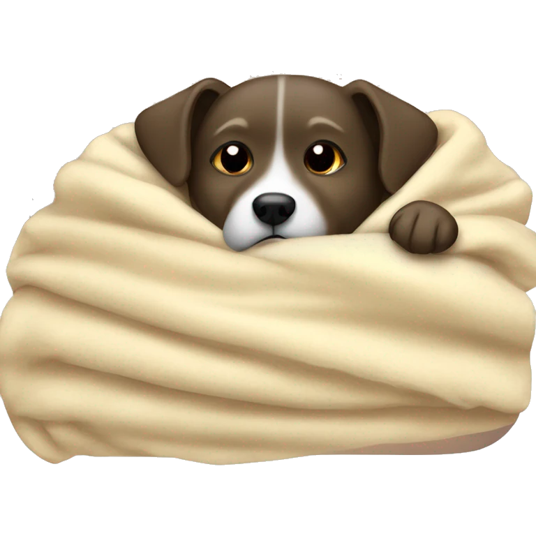 Dog sleeping in blanket cozy emoji