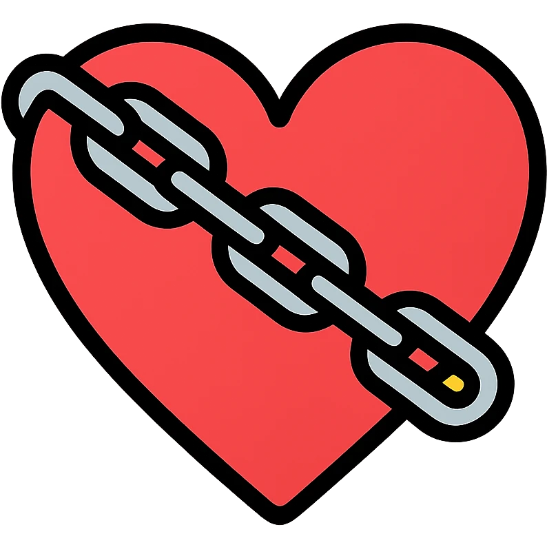 A heart with a chain wrapped around it or attached to it emoji