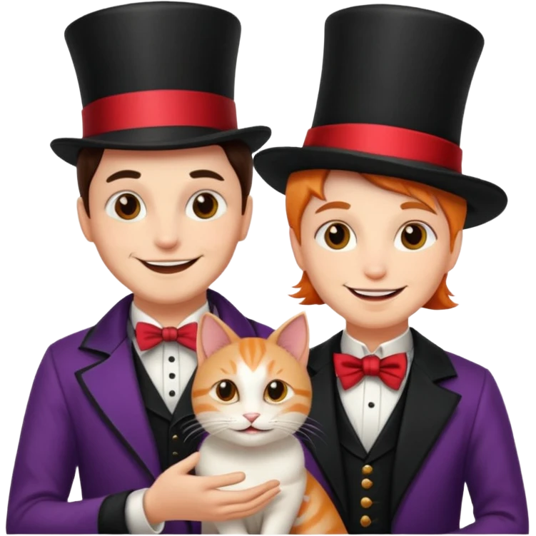 magician couple and their pet cat emoji