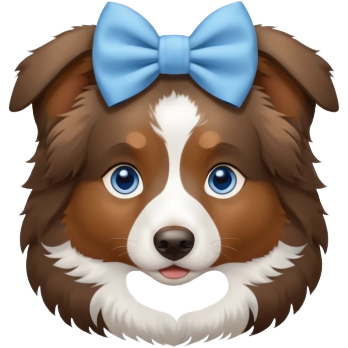 Australian shepherd with a light blue bow and blue eyes   emoji